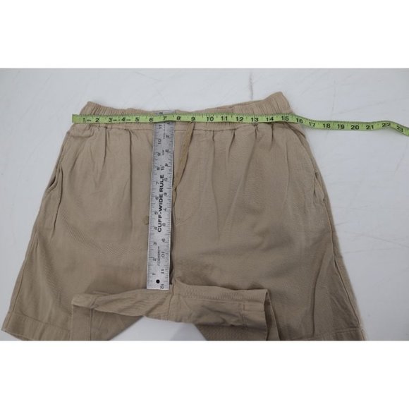Unrecorded shorts men's Large 5.5" Drawstring beige organic cotton elastic waist - Picture 8 of 9